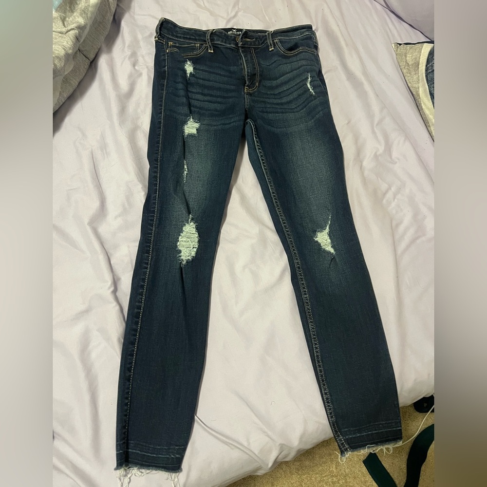 Hollister Dark Blue Ripped Skinny Jeans